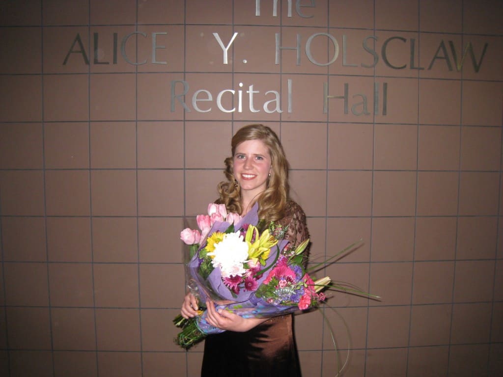 Megan Kartchner plays the harp in Tucson, Arizona