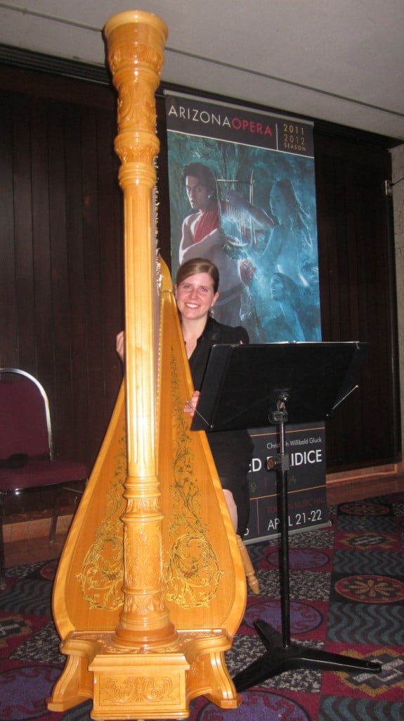 Megan Kartchner playing the harp, Tucson Opera House